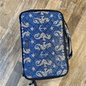 Vera Bradley Blush Brush Makeup Bag Seahorse Blue Pattern Nautical Retired HTF